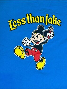 Less Than Jake Graphic T Shirt Blue Ska Punk Band Tee Unisex Large Mickey Mouse
